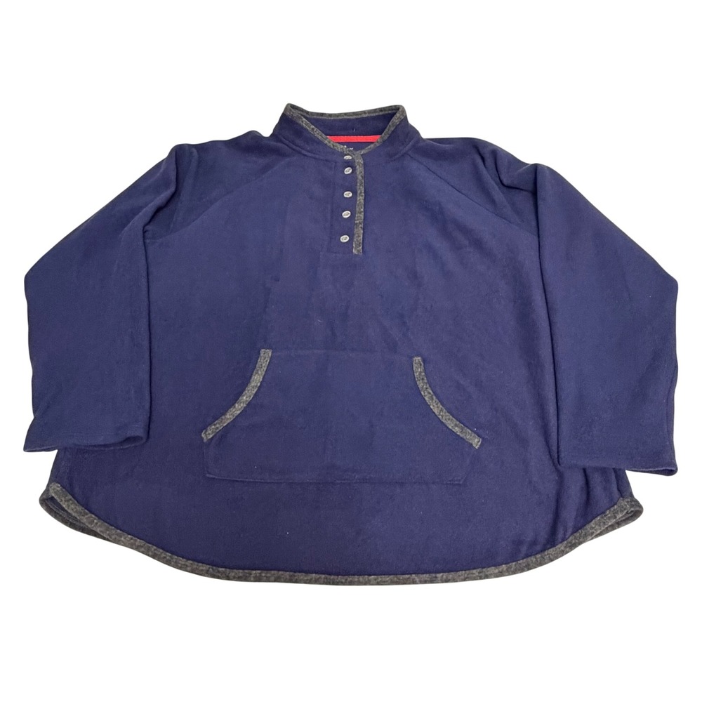Cuddl Duds Womens XXL Navy Blue Fleece Henley Pullover Mock Neck Pocket Stretch